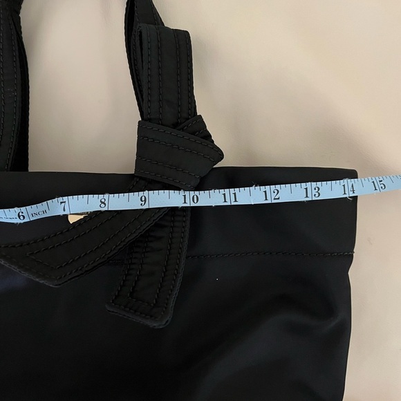 Kate Spade Flatiron Hana Black Tote Bucket Purse Logo Bow Tie Nylon Diaper Bag - Picture 8 of 10